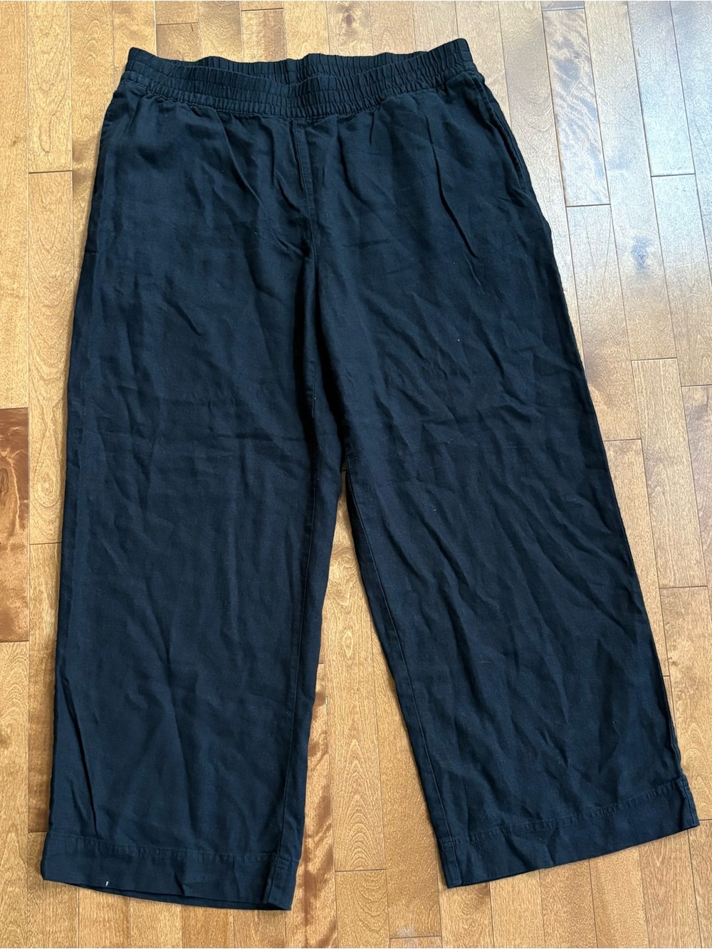 Old Navy Women's Black Linen Blend Wide Leg Comfort Waistband Pants Size XXL